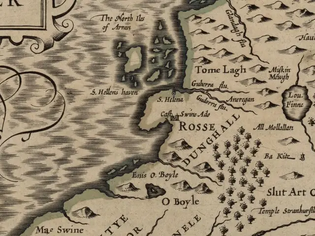 Léarscáil greanta de iarthar Dhún na nGall leis na lipéid “Enis O. Boyle”, “O Boyle”, “Rosse” agus “Dunghall”